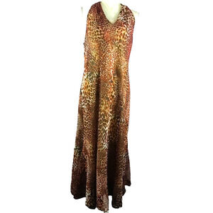 Cato Women's Summer Dress Size 18 Leopard Print Lined Brown Orange